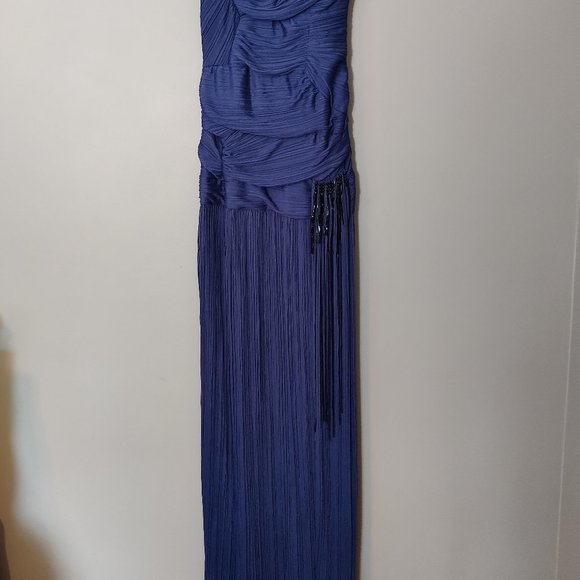 Blue Beaded Maxi Dress by Halston Heritage - Picture 3 of 13